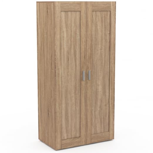 IDMarket - Armoire 2 portes VITO hêtre penderie 80 cm avec étagères rangement maxi capacité