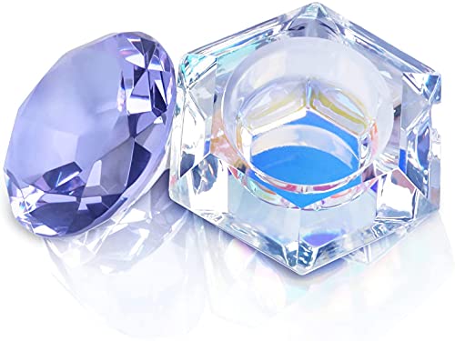 Kalolary 1 Pc Colorful Nail Art dappen Dish for Acrylic Liquid Powder, Nail Crystal Bowl Glass Nail Cup Nail Glassware with Purple Gemstone Lid for Nail Art Manicure Care Tools(Purple)