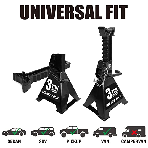 Torin At43005Ab Steel Heavy Duty Jack Stands: Double Locking Pins, 3 Ton (6,000 Lb) Capacity, Black, 1 Pair (2 Pack) #TOP5