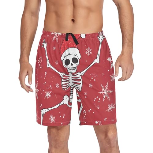 Men's Short Pajama Bottoms Funny Skull Dance Christmas Home Casual Sleep Pants4