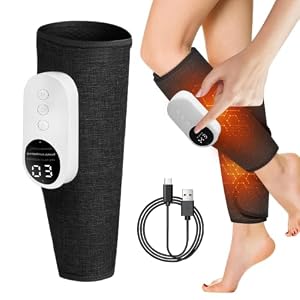 BIZOI Beinmassagegerät Kabellos, Wadenmassagegerät mit Wärme＆Kompression, 3 Modi und 3 Heizstufen, 20-Minütige Zeitgesteuerte Massage zur Entspannung der Bein und Wadenmuskulatur (Schwarz)