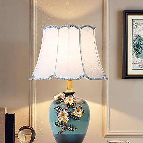 SDFDSSR Ceramic Table Lamps 3D Carved Enamel Crafts Desk Luxury Modern Contemporary Fabric For Foyer Living Room Office Creative Bed Room Hotel Chinese Table Light steampunk buy now online