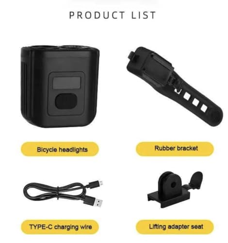 Image of Dark Horse Bicycle 5 Modes 550LM with 2*T6 LED Beads Front Light, Type-C Fast Charging with 1200mAh Battery, Durable Binding Base Bracket for Fast Installation /Removal, Compact & Lightweight