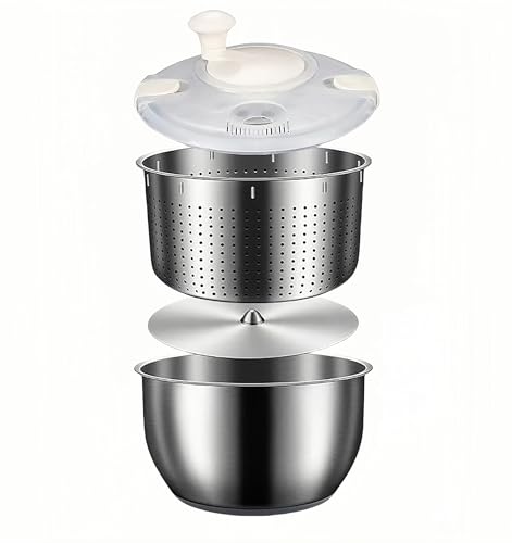 Large 6L Stainless Steel Salad Spinner