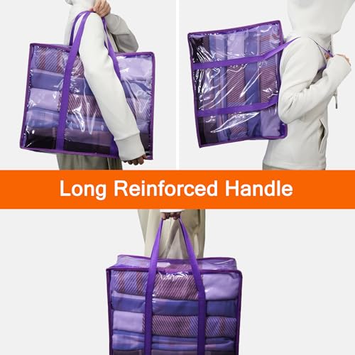 Vieshful 3 Pack Clear Storage Bags Clothes Storage Bags with Zips 40L Transparent Underbed Storage for Clothing Blankets - Image 4
