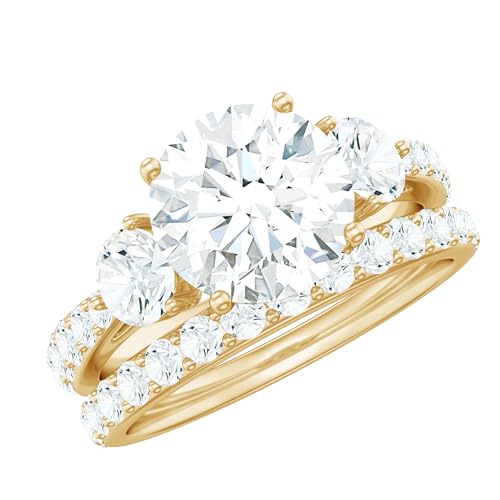 Certified Moissanite Engagement Ring With Wedding Band, D-Vs1 Quality, Bridal Ring Set for Women (Ready to Gift)