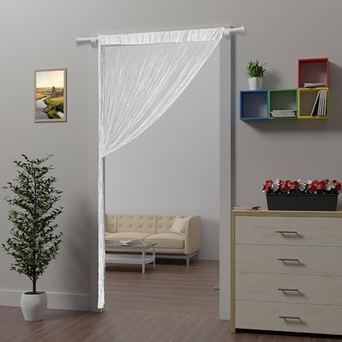 Miniatura 8 de Ateasierlife Cortina Para Puerta, Mosquitera, Cortinas De Ventana, Puertas, Cuentas, Borlas, Puertas, Persianas, Divisor De Habitación, Cocina, Exterior, Panel De Insectos Blanco, 100 X 280 Cm