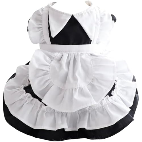 AZA Dog Princess Dresses for Small Dogs Lolita Clothes Maid Costume Pet Girl Cute Coat Outfits Fall Costumes (M,Maid)