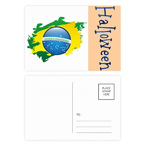 Cartes postales d'Halloween drapeau du Brésil : le lot de 20 pour vos fêtes