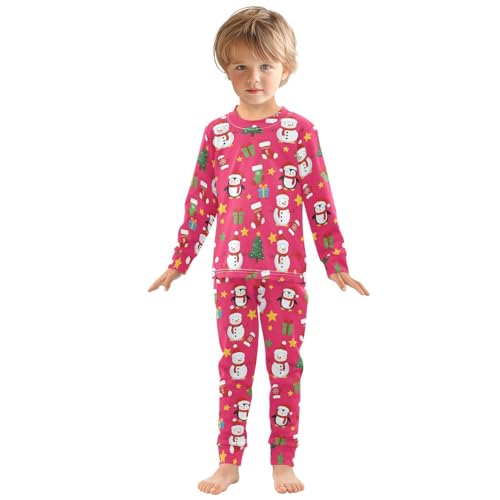 Pajama Sets Long Sleeve Christmas Snowmen Penguins Trees Stars Soft Comfy Sleepwear 2 Piece PJS 3-8T2