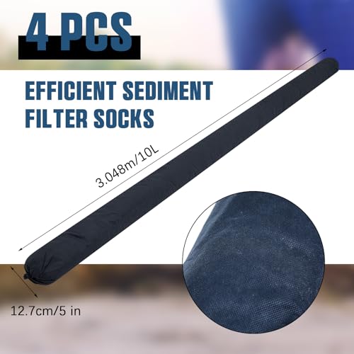 4-Pieces-Sediment-Filter-Sock-Silt-Fence-5-x-10-Erosion-Control-Blankets-Filter-Fabric-for-Drainage-Bathroom-Sink-Bathtub-Drain-Strainers-Storm-Drain-Protection-for-Water-ManagementBlack