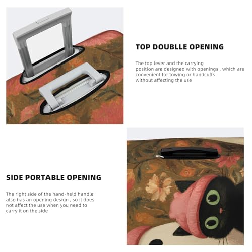 Pink Beanie Hat Ghost And Cat Elastic Travel Luggage Covers Dustproof Scratch-Resistant Suitcase Protector Fit 22-24 Inch3