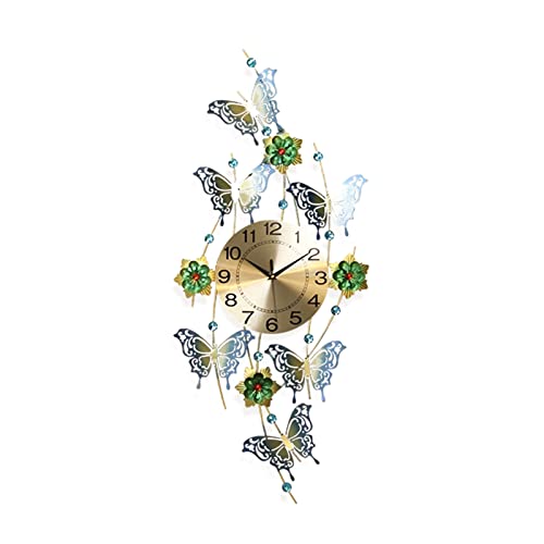 Horloge murale papillon 38,6 pouces XJBTBA en métal noir pour salon moderne