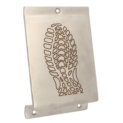 Amig - Pedal de Pie para Empuje de Puertas Pesadas Mod.1 - Abridor de Acero Inoxidable con Huella para Abrir Fácilmente Sin Manos - Ideal para Casas, Portales o Tiendas - 147 x 98 x 3 mm - Plateado