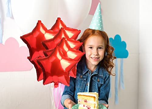 Image of 18 Inch Red Star Balloons, Aluminum Foil Balloon Mylar Balloon for Birthday, Wedding, Baby Shower, Party Decoration,10Pcs