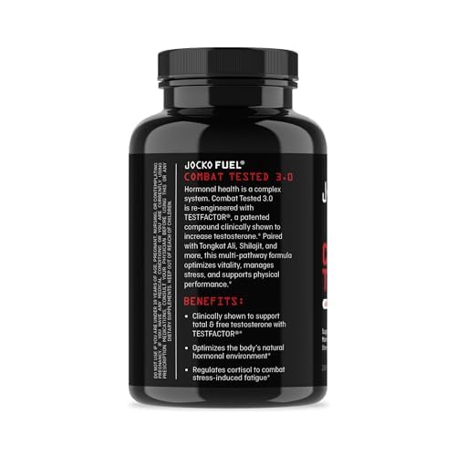 Jocko Fuel Test Booster for Men - Natural Endurance, Stamina, & Strength Booster - Muscle Builder for Men & Nitric Oxide Support with Ginger Root, Shilajit, & Tongkat Ali, 120ct (30 Servings)