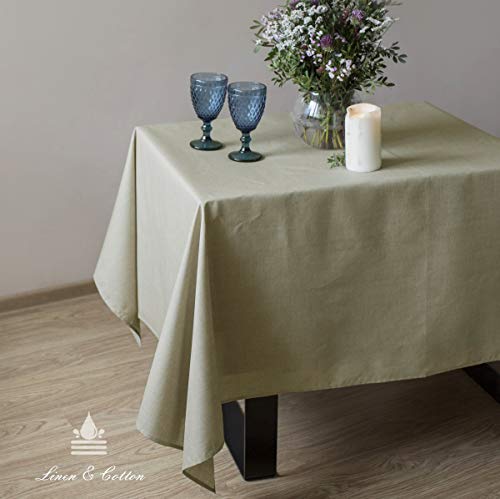 Nappe de table 100% lin Adele beige rectangle 147x240cm chic