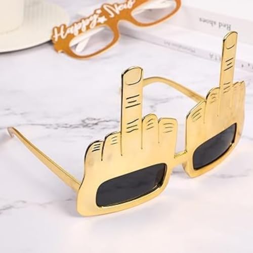 Tricky Middle Finger Sunglasses, Creative Middle Finger Flip Off Hand Shape Finger Silly Funny Party Novelty Sunglasses Novelty Party Eye Glasses Glam Gold Middle Finger Glasses Funny Glasses3