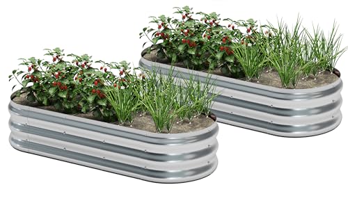 KFN Galvanized Raised Garden Bed Kit, Oval 4ft