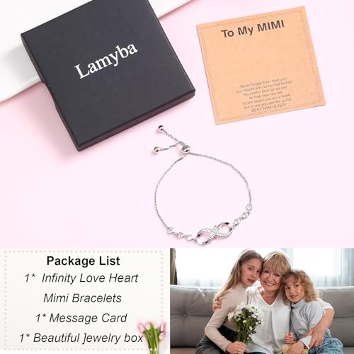 Lamyba Mimi/Gigi/Daughter Gifts, Mimi/Gigi Bracelet for Grandma for Mother's Day, Perfect Presents for Grandma, Infinity Love Heart Bracelets for Women3