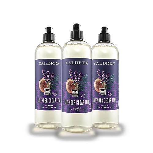 Image of Caldrea Dish Soap, Biodegradable Dishwashing Liquid made with Soap Bark and Aloe Vera, Lavender Cedar Leaf, 16 oz , 3 Pack