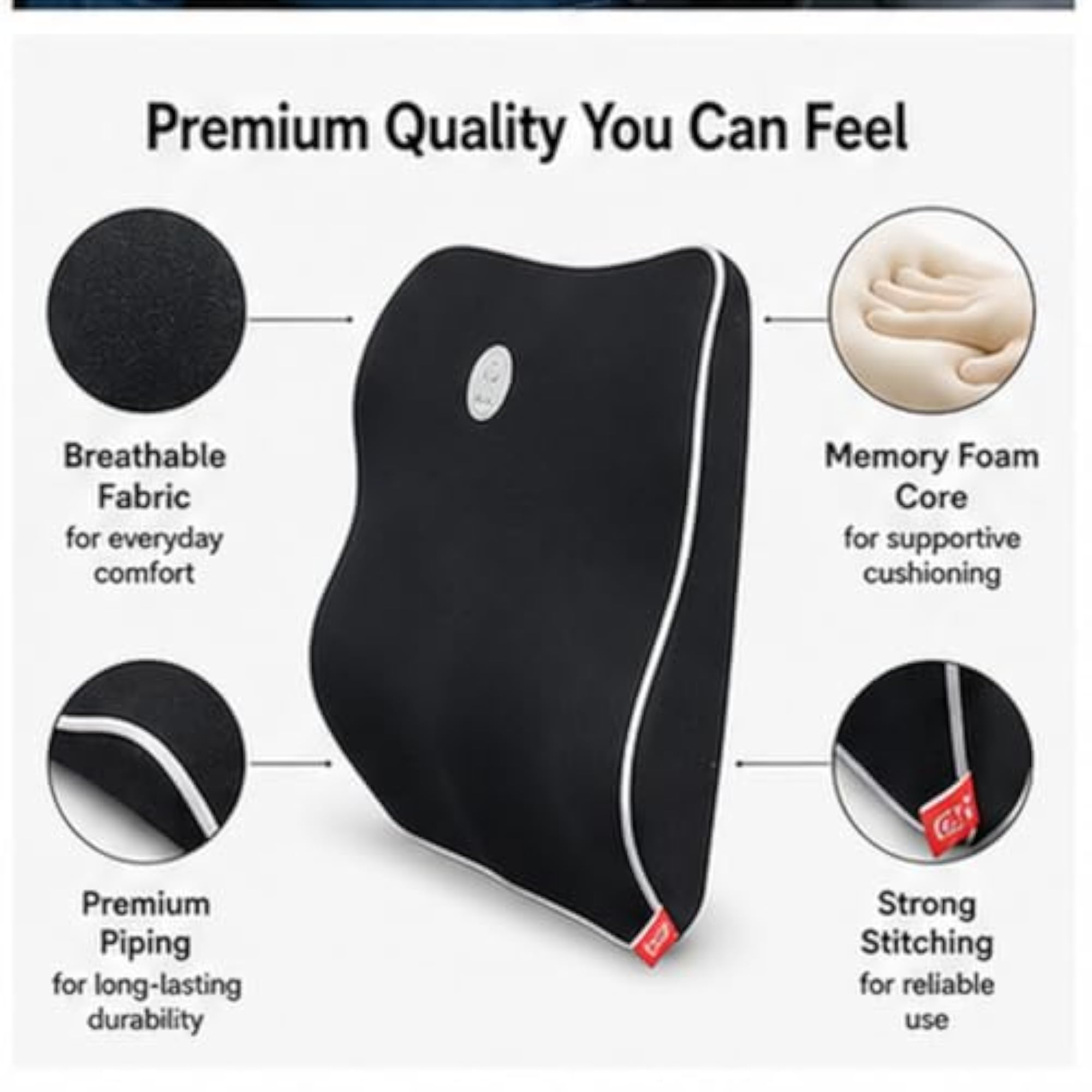 Car Seat Lumbar Support Cushion, Memory Foam Back Support