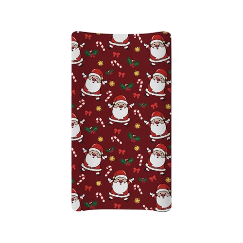 Image of Christmas Santa Claus Changing Pad Cover for Baby Girls Boys Diaper Change Table Sheet Cover Soft Breathable Changing Table Cover Mat Sheet Covers