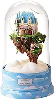 YKHB Music Boxes Rotating Music Box Mini Toy House Set With Furniture With LED Wooden Creative Mini House Music Boxes Best Gift best gift (Color : A)