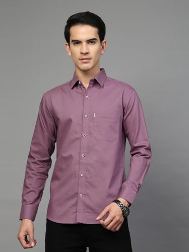 Image of Majestic Man Solid Cotton Casual Shirt - Slim Fit, Full Sleeves, Premium Button Closure
