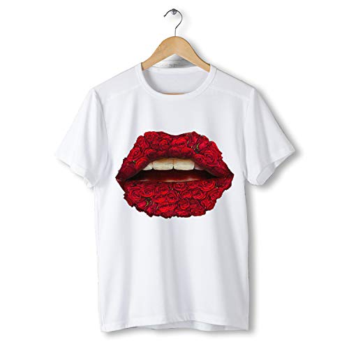 Orlco Art Damen Herren United-Sex Shirt Sommer Tops T-Shirt Graphic Bunte Lippen Pop Art Gemälde Print Tees Streetwear Kurzarm Tops Hip Hop Sommer Schwarz Baumwolle T-Shirt Gr. XXL, B-l6