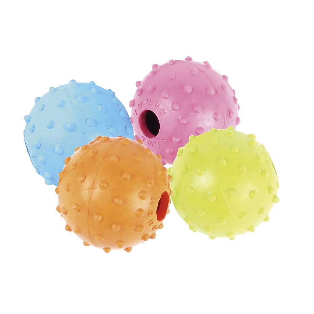 4 PACK TOUGH TOYS SMALL 2" STUDDED BALL SMALL DOG PUPPY RUBBER BALL PLAY TOY