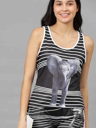Image of KOTTY Women's Printed Satin Night Suit Shirt & Pyjama Set