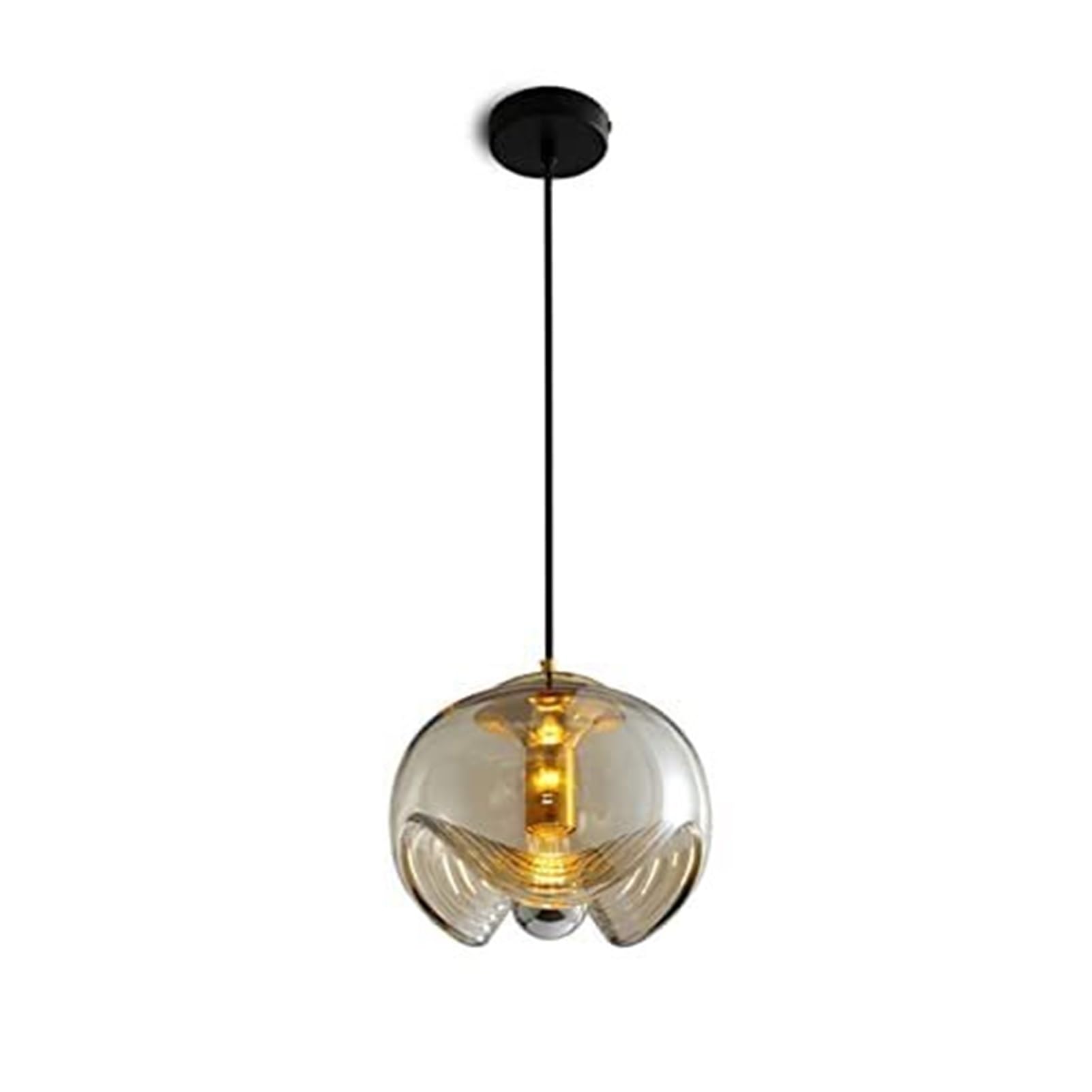 KBUUKYYXouy Nordic Water Ripple Glass Metal Pendant Lamp Chandelier Hanging Lighting Ceiling Fixture E27 Creative for Living Room Bedroom Restaurant Bedside(Glass)