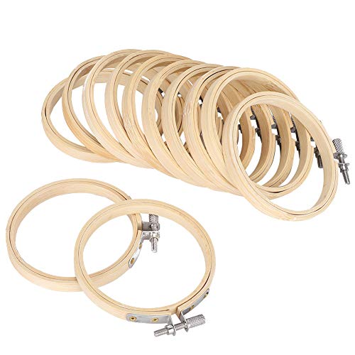 Aros de bambú bordados de 9 cm, paquete de 12 unidades para punto cruzado y costura circular
