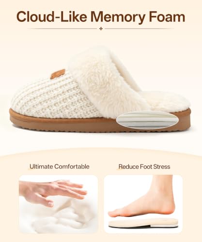 Image of Litfun Fuzzy Memory Foam Slippers for Women Indoor Outdoor House Shoes