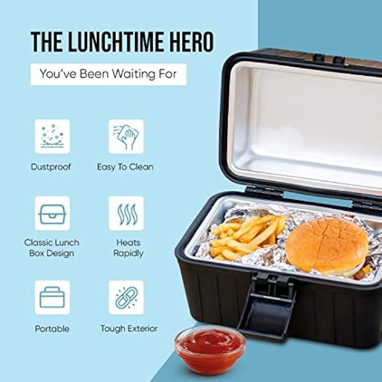 Heated lunch box for Men, 12V electric lunch box for adults, heating lunch box portable food warmer Lunch Box for car Insulated Heatable lunchbox loncheras electricas para calentar almuerzo 2-Pack