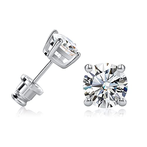 Ladylike Moissanite Stud Earrings 925 Sterling Silver Earring 0.6ct-4ct D Color VVS1 Brilliant Round Cut Lab Created Moissanite Earrings for Women Men
