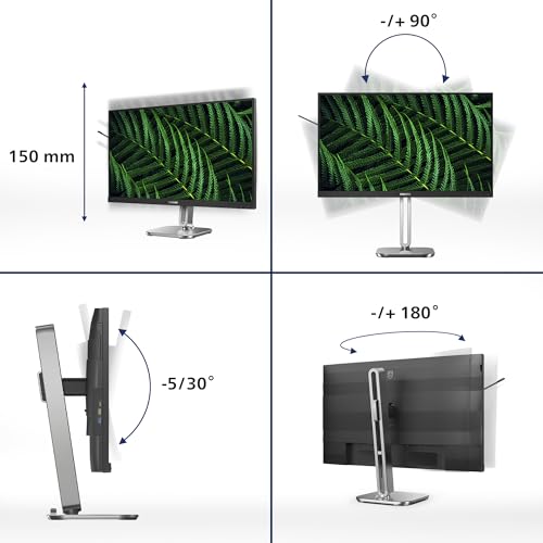 Image of Philips 24B2G5200-24 inch Full HD Monitor, Height Adjustable, Speakers, Adaptive Sync (1920x1080, 75 Hz, 1x D-Sub, 1x HDMI 1.4, 1x DisplayPort 1.2, USB Hub) Dark /Gray