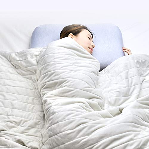 Cushion Lab Calming Weighted Blanket 15lbs & Dual Sided Cotton/Quilted Duvet Cover | 60