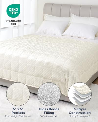 Image of Kivik Washable Weighted Blanket for Adults, 12 lbs Weight Heavy Throw Blankets, Ultra Soft Cooling Minky Weighted Comforter, Sleep Calm Gifts for Woman Men, 48 inchx72 inch Twin Size, 12 Pounds, White