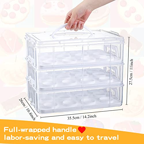 Bokon 2 Pcs Cupcake Carriers For 72 Cupcakes, Plastic Cupcake Holder With Lid And Handle, Reusable Portable 3 Tier Stacking Cupcake Storage Dessert Travel Container For Cookie, Muffin Or Cake Carrier #TOP1