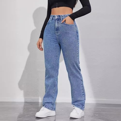 Jeans Pants Trousers Denim High Waist Straight Tube Commuter Casual Jeans for Women2