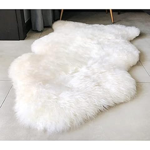 Asuprui Genuine Sheepskin Rug Bedroom Fluffy Rug Natural Fur Rug Nursery Rug 2X3 Feet Ivory Animal Rugs Bear Skin Rugs for Living Room Bedroom Sofa Chair Cover