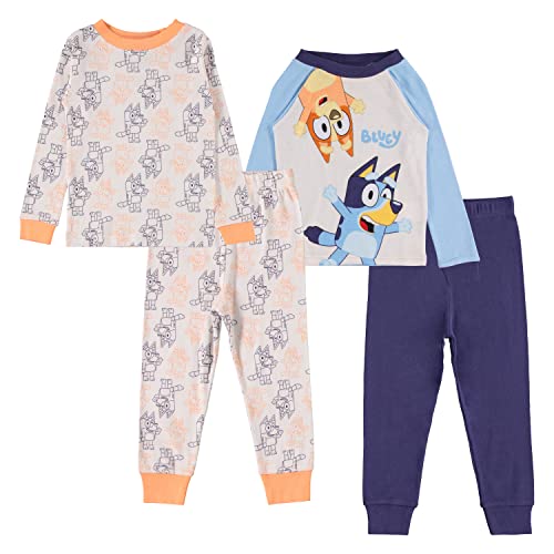 Bluey Toddler Boys Pajama Set, Bandit and Chilli - 2-Pack of 2-Piece Long Sleeve and Pants Pajama Set