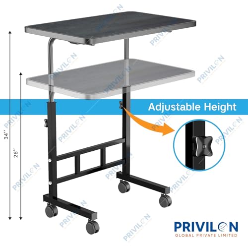 Image of Multi-Purpose Laptop Table, Study Table| Bed Table| Adjustable Height, Portable for Office, Work Form Home | DIY Table, Easy to Assemble, Engineered (BLACK ADJUSTABLE)