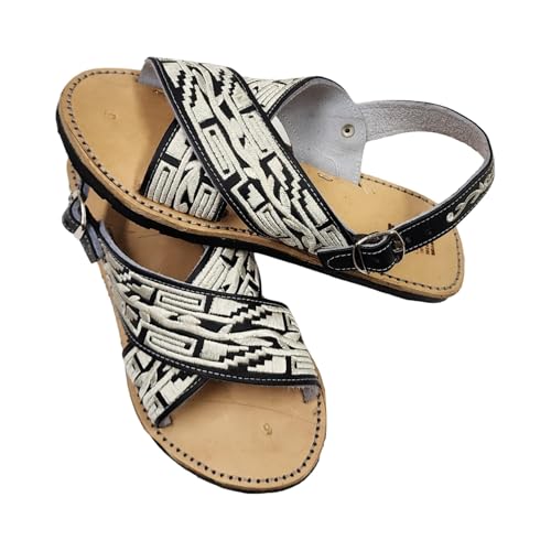 Dona Michi MEN LEATHER MEXICAN two strap PITEADO BORDADO SANDALS Huarache Cruzado Bordado4