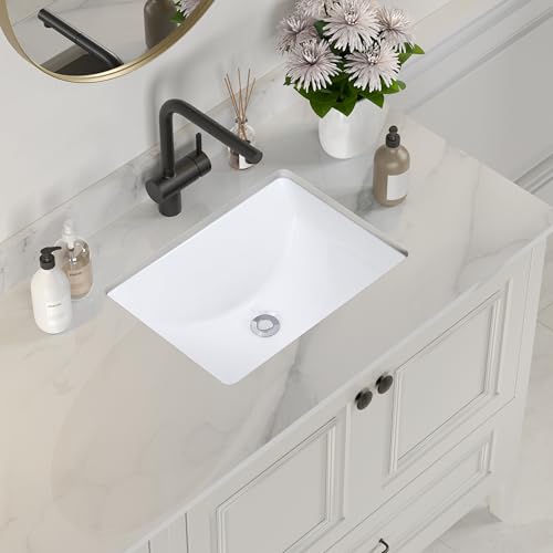 Évier de salle de bain rectangulaire blanc encastrable de 45,7 cm pour vasque de toilette