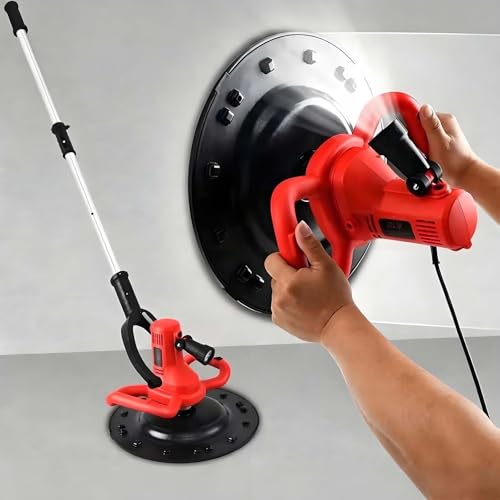 QFGain Llana para Concreto con PéRtiga Extensible de 1.55 M, Luz Led para Techos, Parte Superior Y Esquinas Oscuras, Acabadora De Cemento en Seco/HúMedo de 4 Hojas Y 1680 W