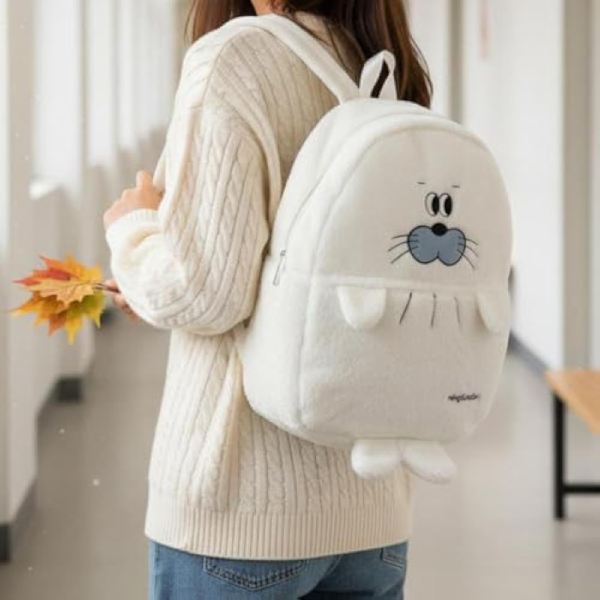 Gentle Cartoon Seal Soft Animal Backpack