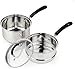 Cook N Home 02655 Professional Double Boiler Saucepan 2-Quart, 18-10 Stainless Steel Steam Melting Pot for Butter Chocolate Cheese, Tempered Glass Lid, Silver